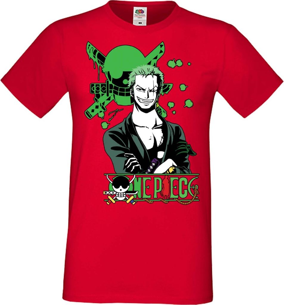 Herren T-Shirt Manga Anime One Manga Piece Anime Roronoa Zoro 03 Zoro, Man 3XL / Rot