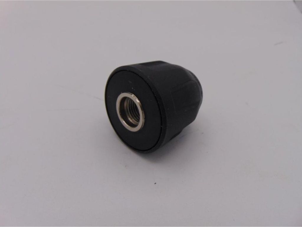 A single black chuck with a silver threaded insert is shown on a light gray background.