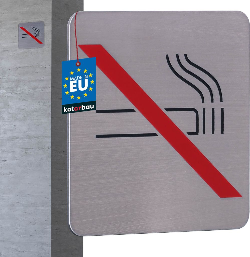 KOTARBAU Rauchen Verboten Rauchverbot Schild 7 x 7 cm Quadratisch Edelstahl Schild Rauchen Verboten Selbstklebender Aufkleber Nichtraucher Schild...