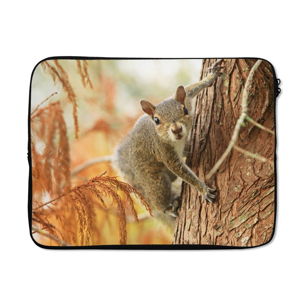 MuchoWow Laptop Hülle 17 Zoll Laptoptasche Eichhörnchen - Baum - Herbst - Zipper - Schutzabdeckung