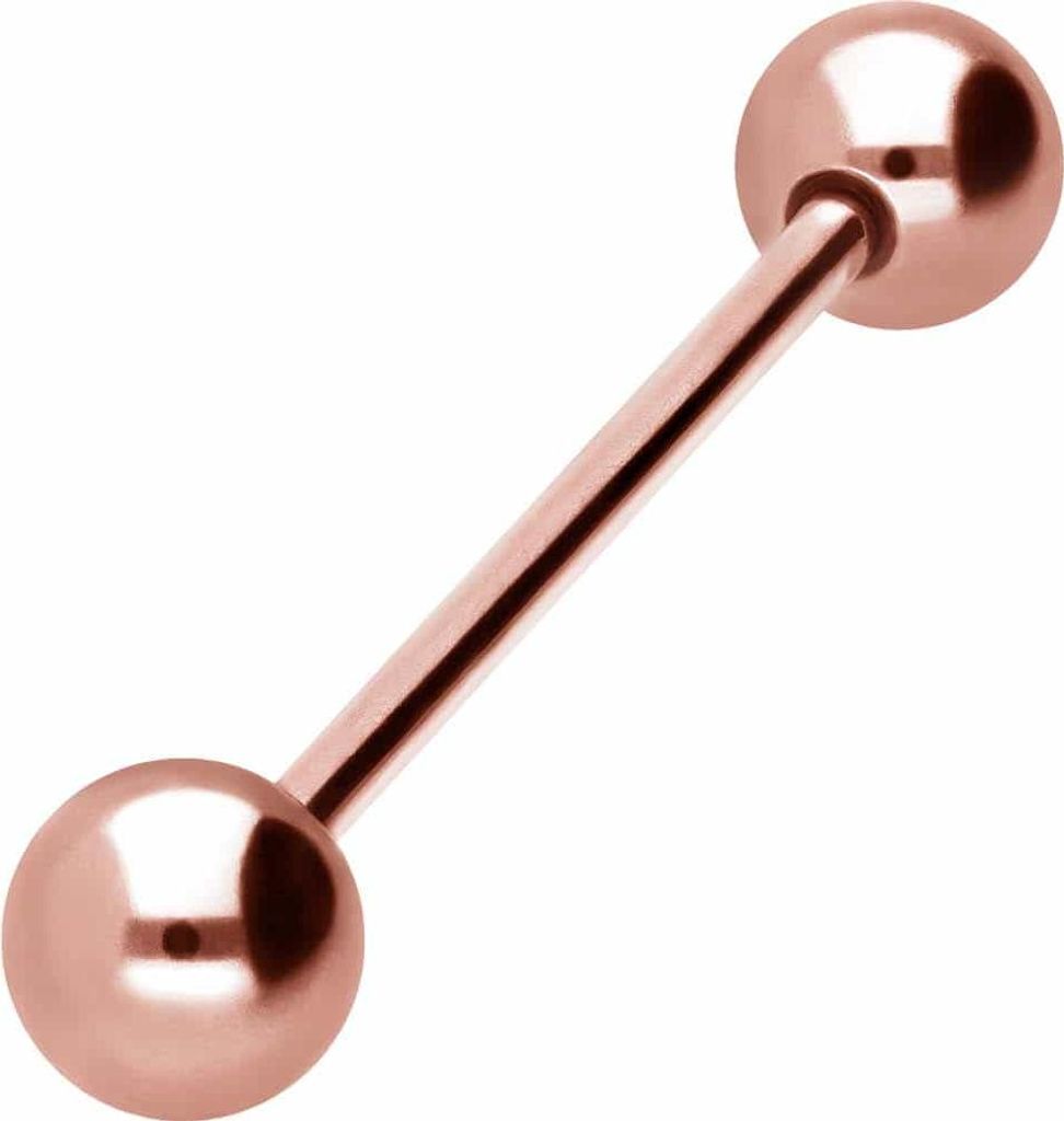 Zungenpiercing, Intim-Piercing Titan Barbell RoséGold Stablänge: 25mm + Stabstärke: 1,6mm + Kugelgröße: 6mm