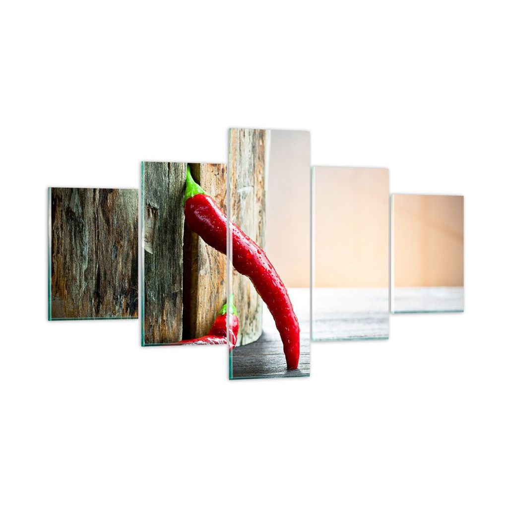 Bilder auf glas - Chili Gewürz Gemüse - 125x70cm - Glasbilder - Wandbilder - Kunstdruck - zum Aufhängen bereit - Wanddekoration aus Glas - Glas ...