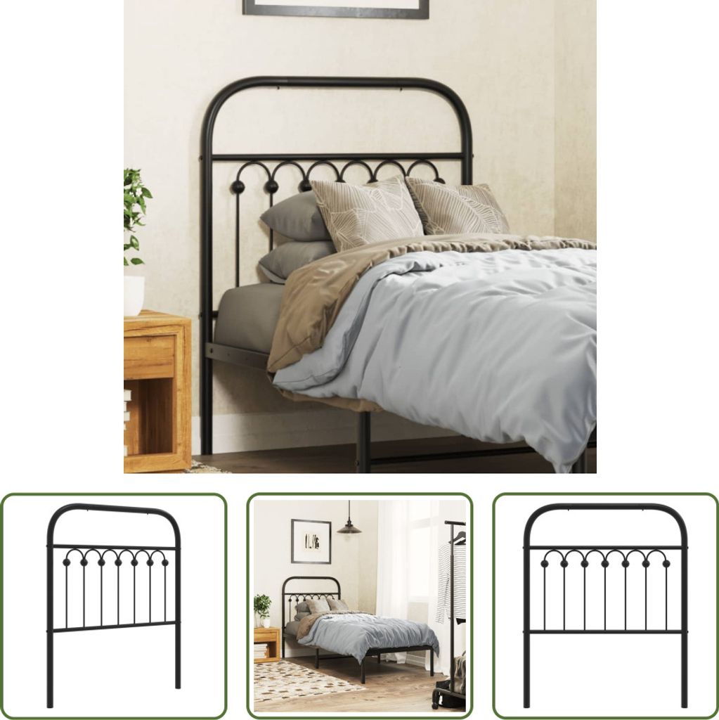 The Living Store Kopfteil Metall Schwarz 80 cm