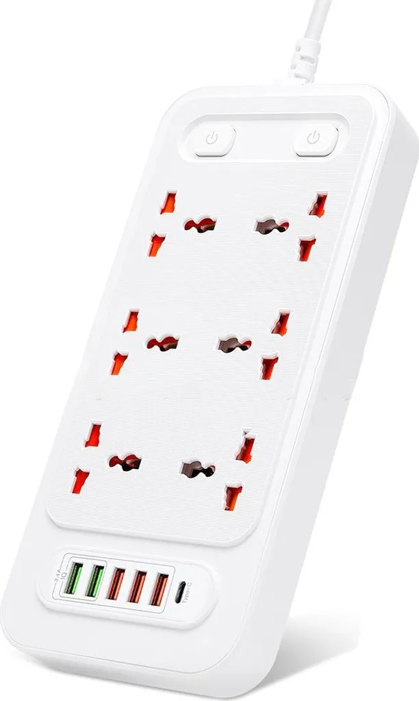Multiprise Anti Surcharge avec Hub USB et Type-C Blanc INF EU
