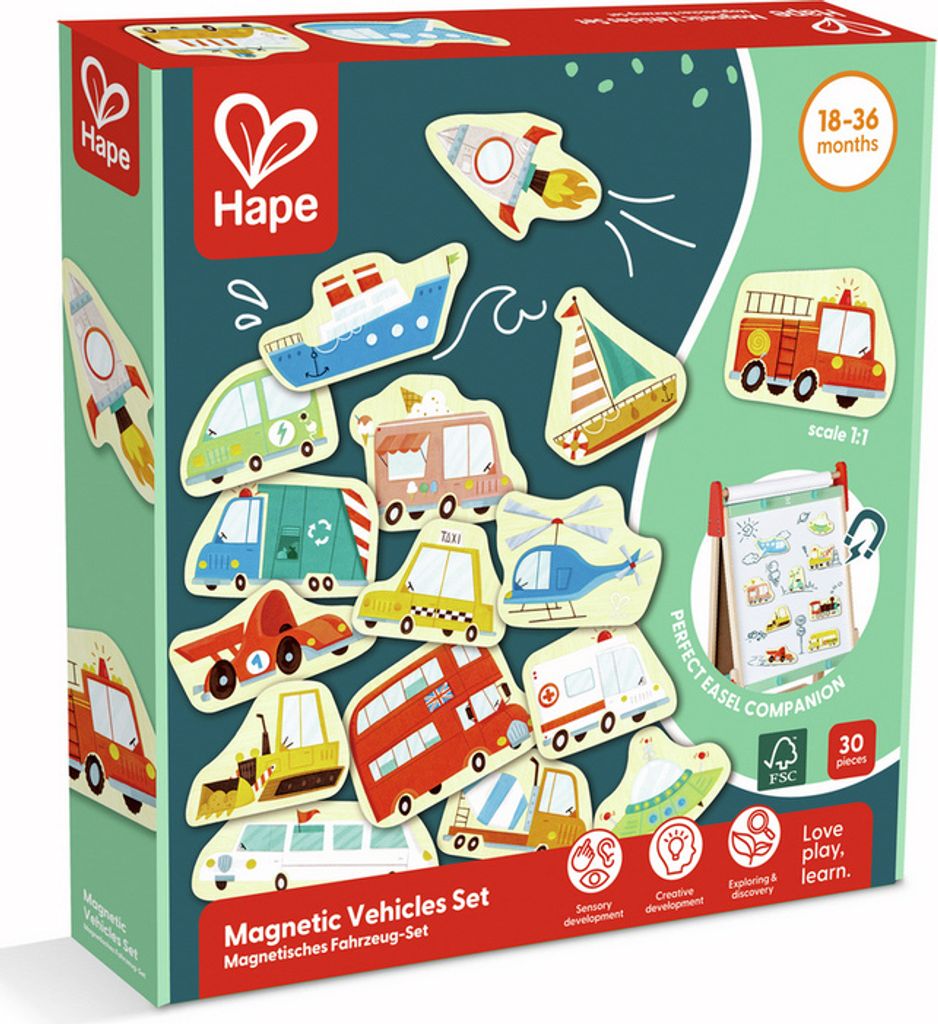 Hape E2008 Magnetische Fahrzeuge Magnete 30 Teile Holz Produktbild 1