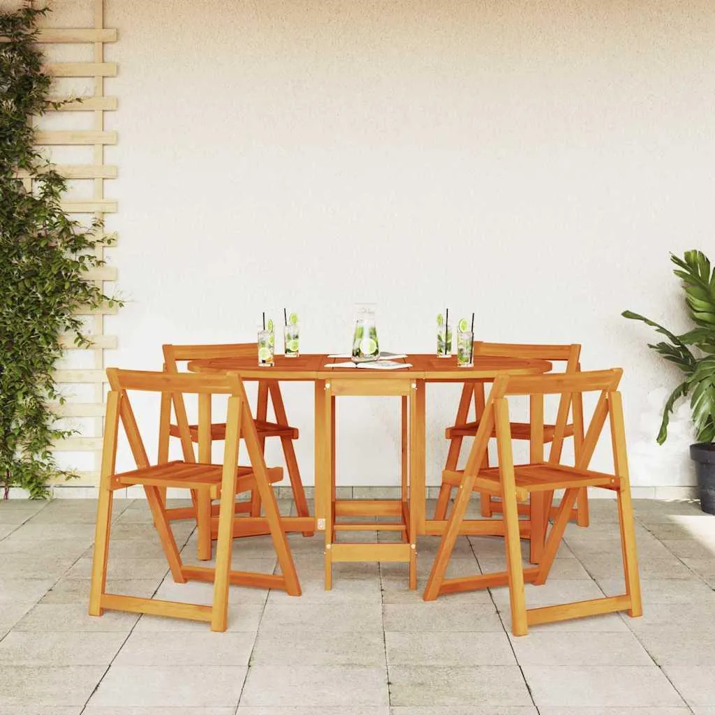 Table de Jardin Robuste en Acacia Massif 5pcs - Résiste aux Intempéries