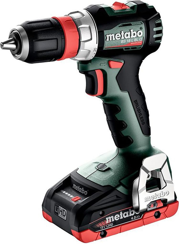 Metabo Akku-Bohrschrauber BS 18 L BL Q, incl. 2x Akku LiHD 4 Ah, Ladegerät, Zubehör, metaBOX