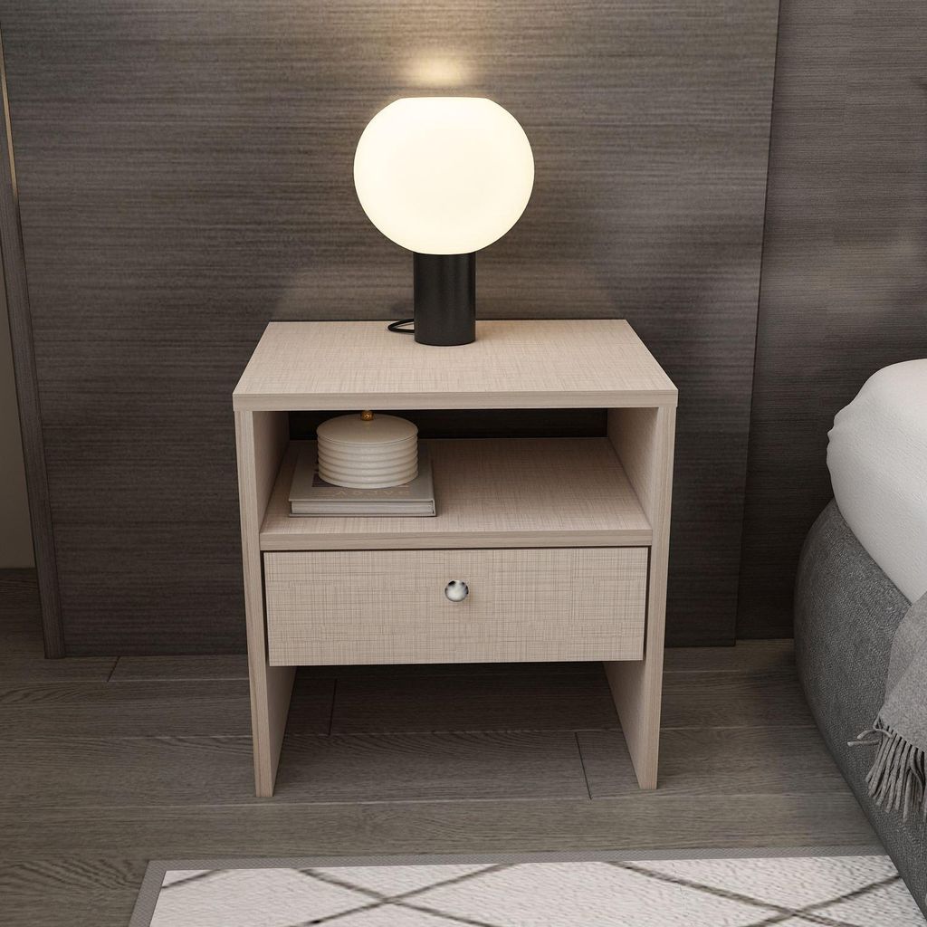 Skye Decor, Nova - Beige, Nachttisch, Beige, Spanplatte, 45 x 46,8 x 35 cm