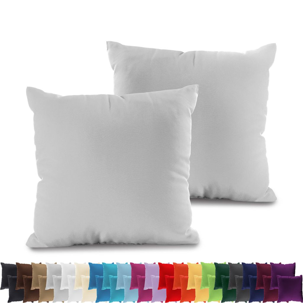 2er PACK JERSEY Kissenbezüge 100% Baumwolle Kissenhülle 160 Gr/m², in Größe: 40x40 cm, in Farbe: Hellgrau