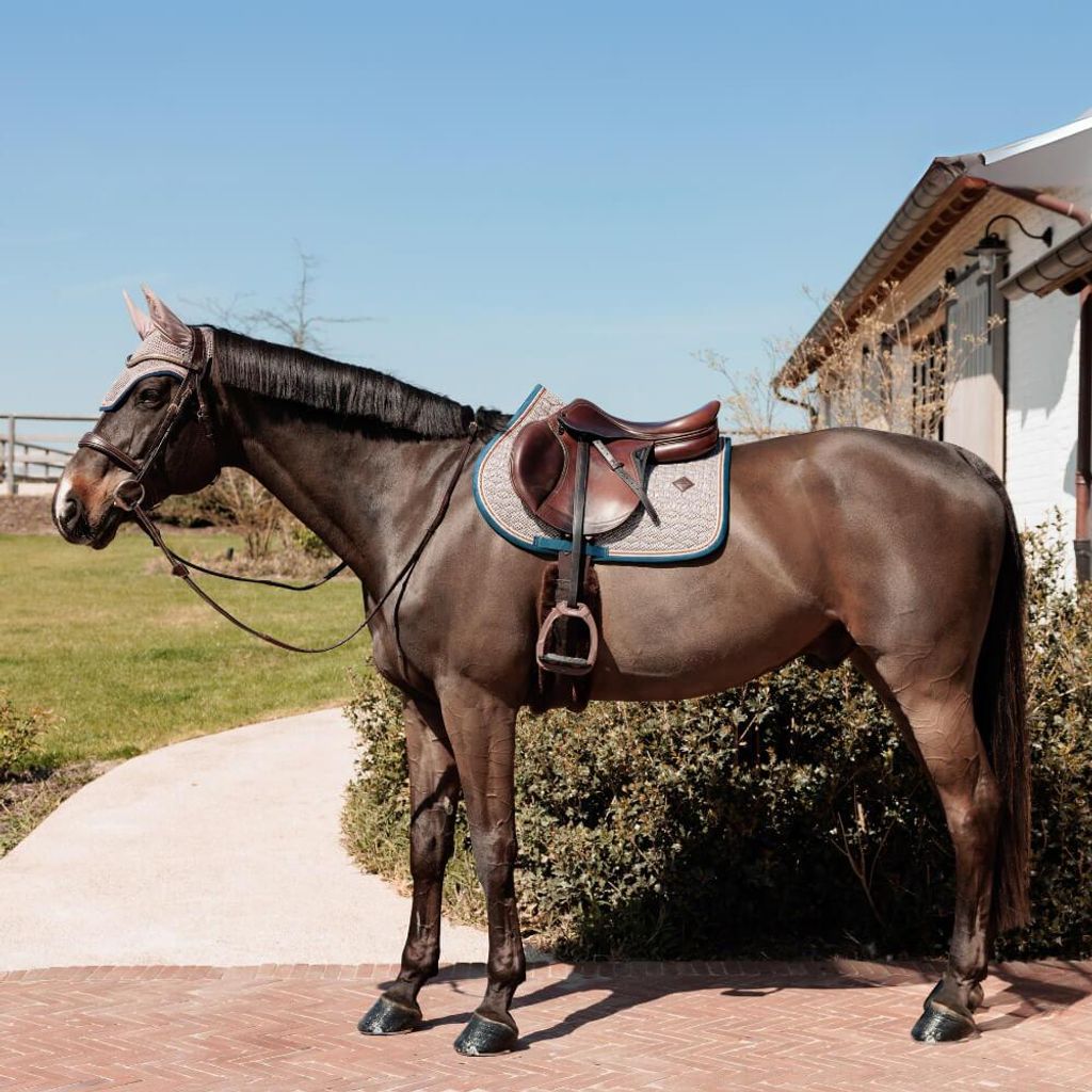 Kentucky Horsewear Saddle Pad Pied-de-Poule Jumping, Farbe:Bordeaux/Navy, Größe:Full