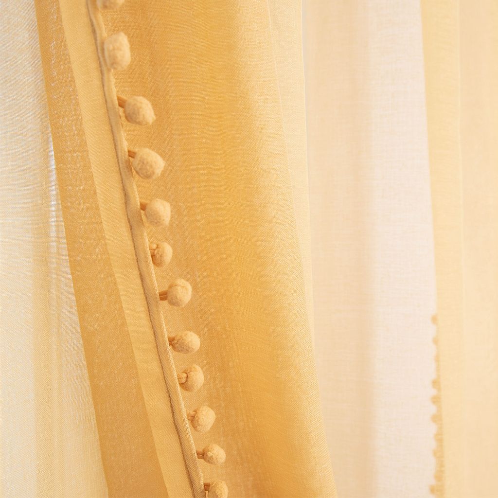 Atmosphera Vorhang Soleya Mit Pompons - 140x260cm In Senf