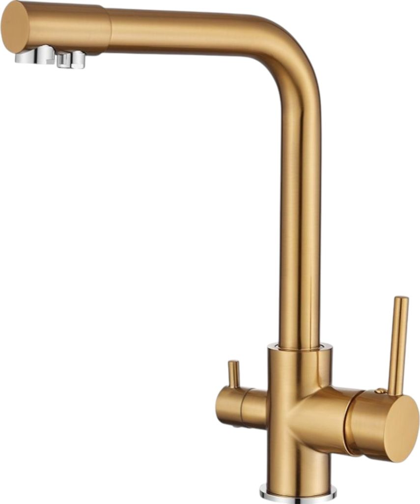 Wasserhahn Küche BieTal BT-301 3-Wege L-Auslauf Küchen Mischbatterie Gold