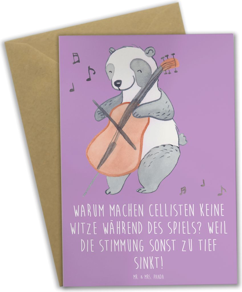 Mr. & Mrs. Panda babykarte Cello Witz Verdorben - Lavendeltraum - Geschenk, einladungskarten, Orchester, Musikinstrument, valentinstagskarte, Gruß...