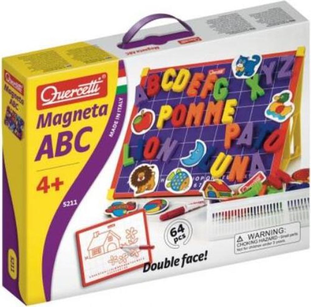 Quercetti Magnettafel Lernspielzeug ABC 53-teilig magnetisch