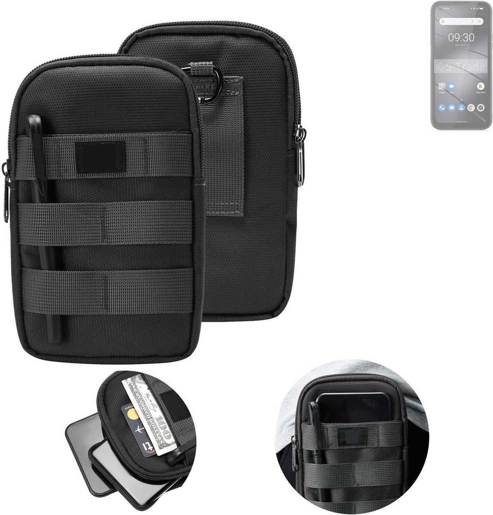 K-S-Trade Holster Gürtel Tasche kompatibel mit Gigaset GX6 Pro Handy Tasche Schutz Hülle dunkel-grau viele Fächer, 1x