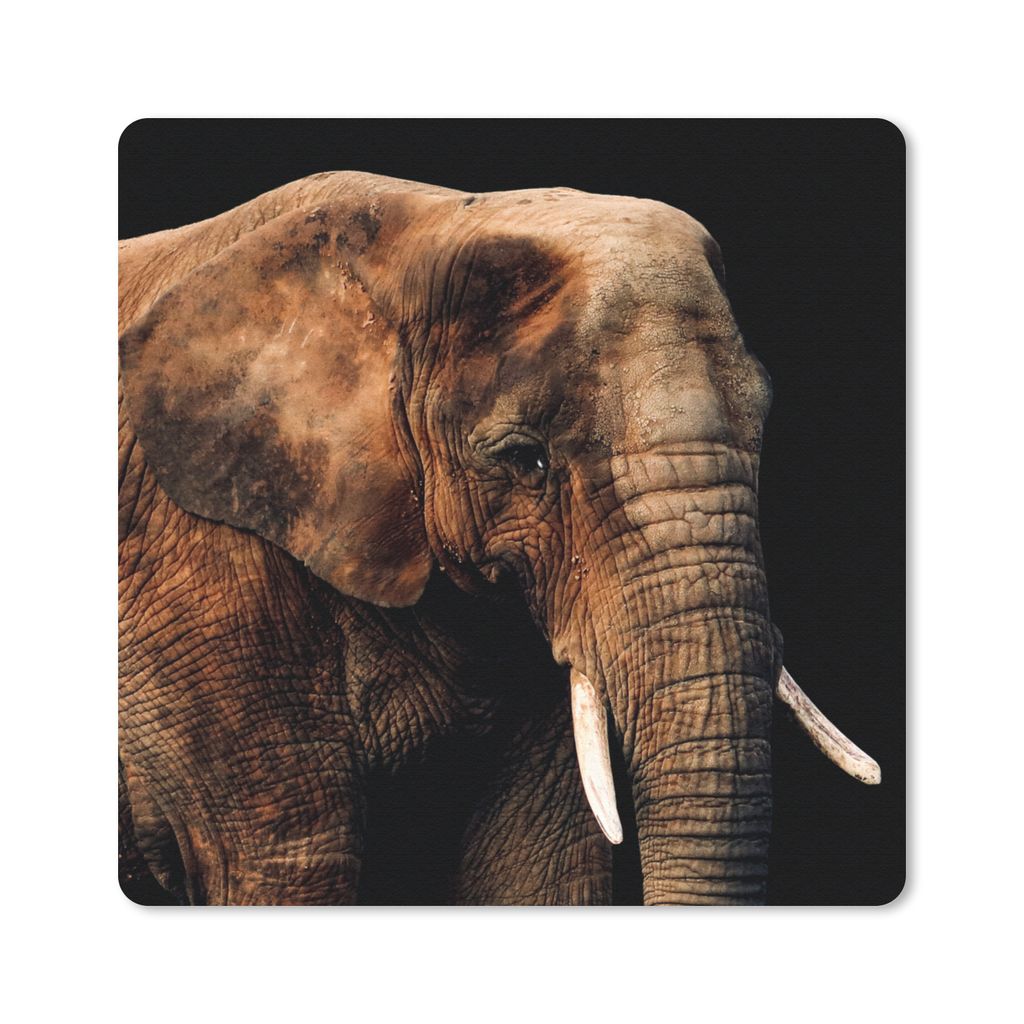 MuchoWow Mauspad Mousepad Elefant - Tiere - Braun 30x30 cm - Mousepads - Maus Mat - Pad - Mausunterlage - Gaming