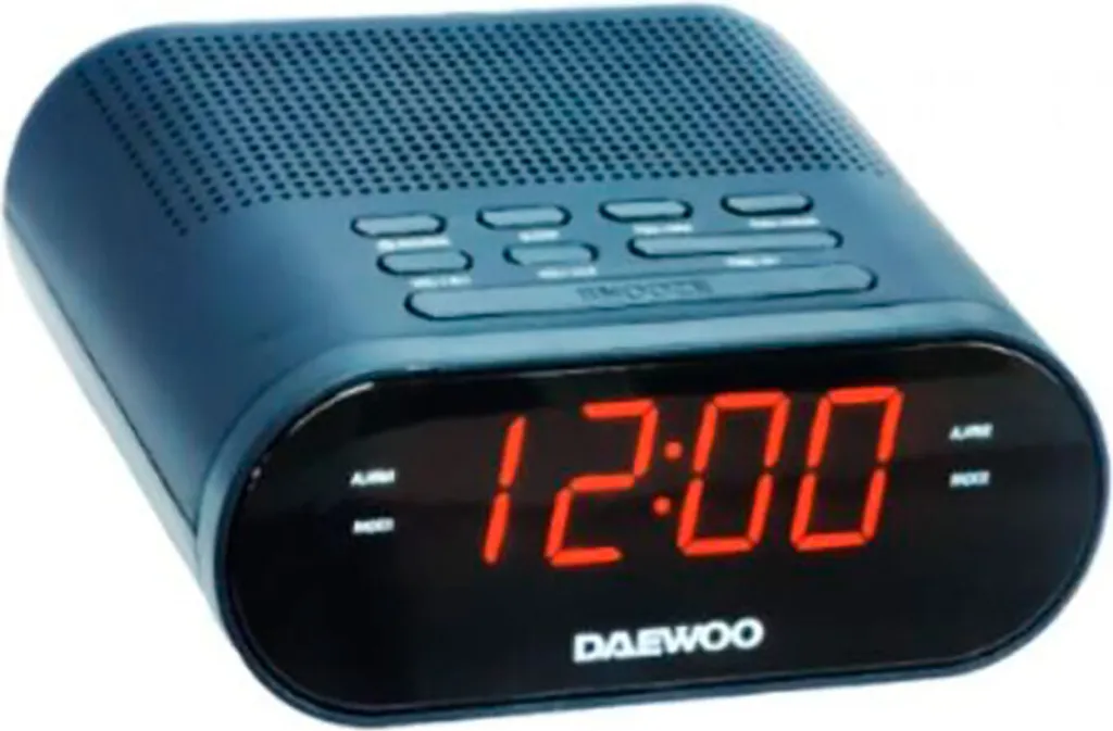 Réveil Radio FM Daewoo DW1218 Noir avec Affichage LED Lumineux Clair