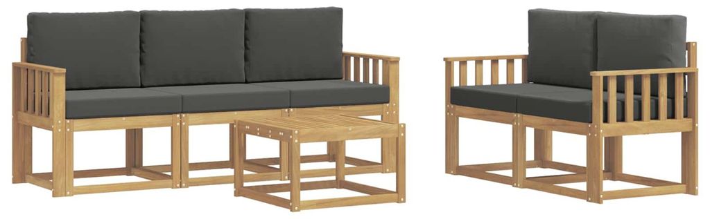 Gartenmöbel-Set Sofagarnitur 6-teilig, Akazienholz massiv, modular, 5-Sitzer für Außenbereich
