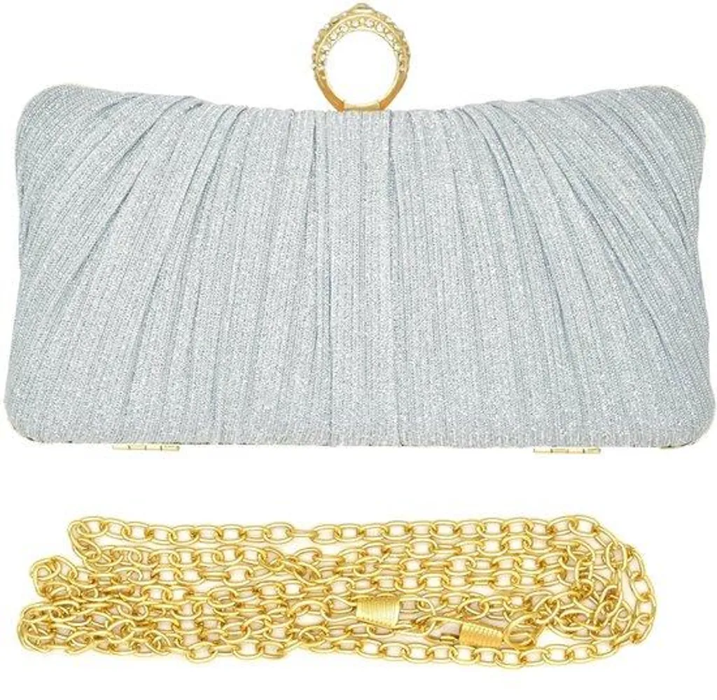 Pochette de soirée argentée pour femme idéale pour bal et mariages