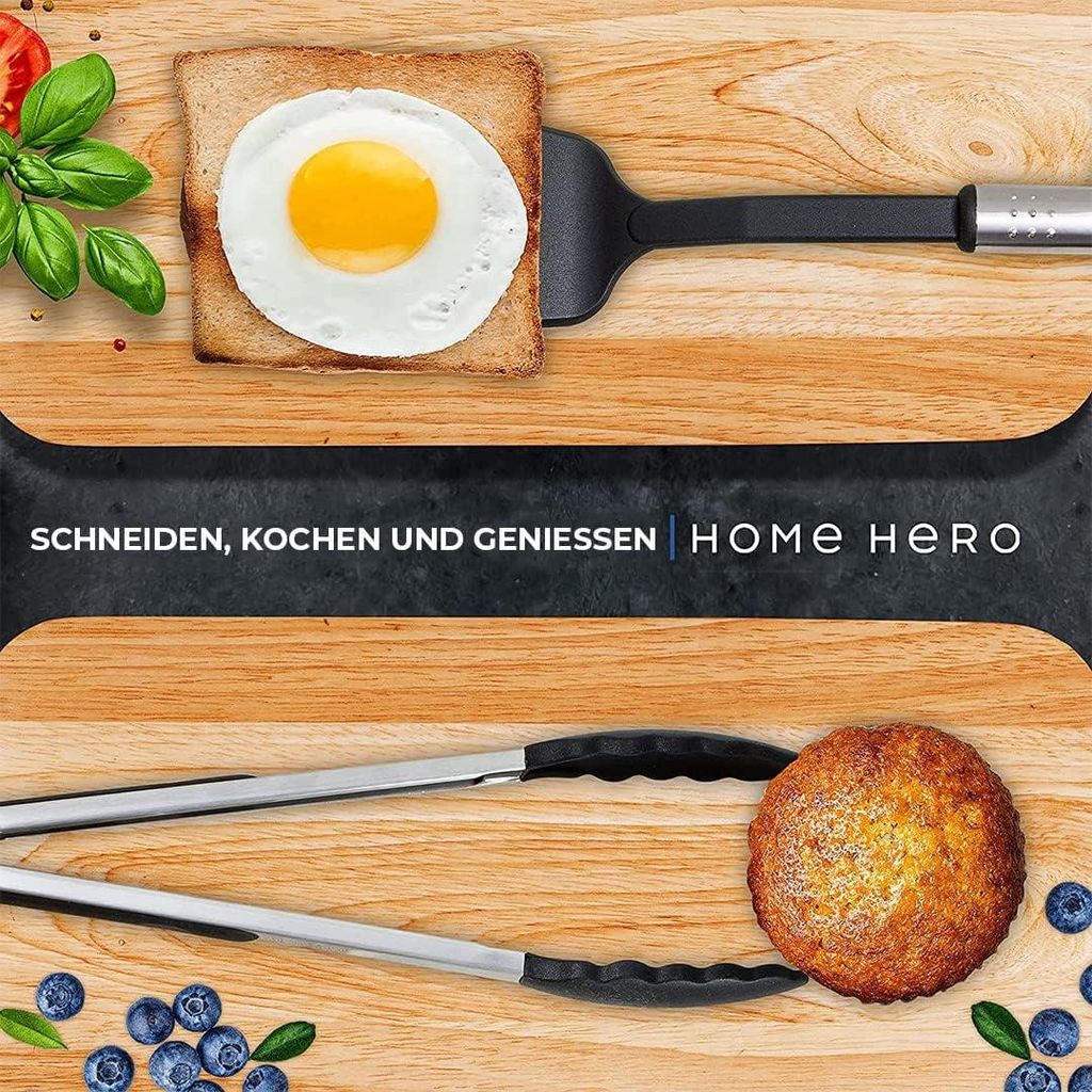 25-teiliges Nylon Kochgeschirr Set - Hitzebeständige Küchenhelfer mit Edelstahlgriffen - Komplettes Kochgeschirr für Antihaftpfannen