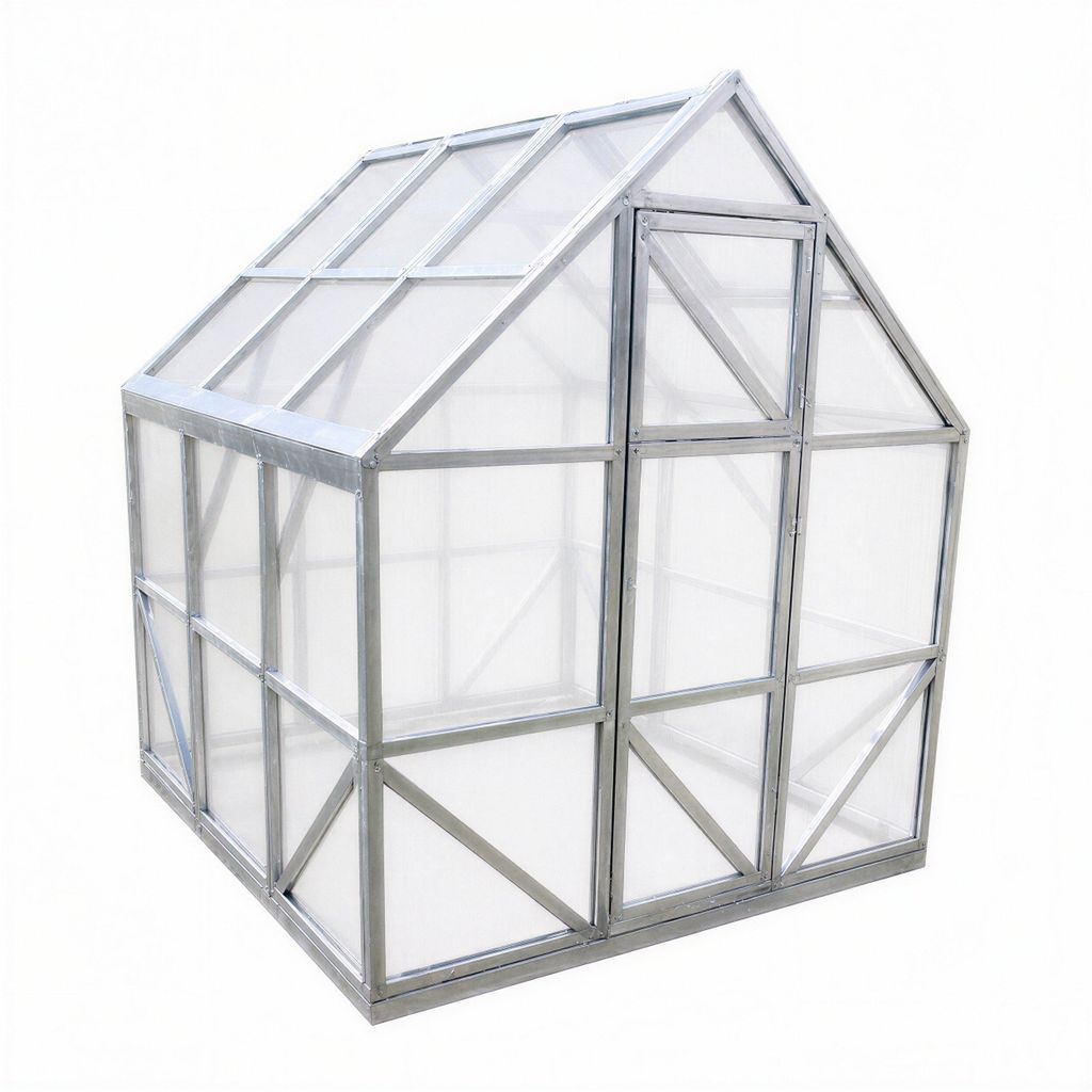Kleines Stahl Gewächshaus MICRO 185 x 185 cm mit Hohlkammerplatten 4 mm– Pflanzen- & Kräuterhaus