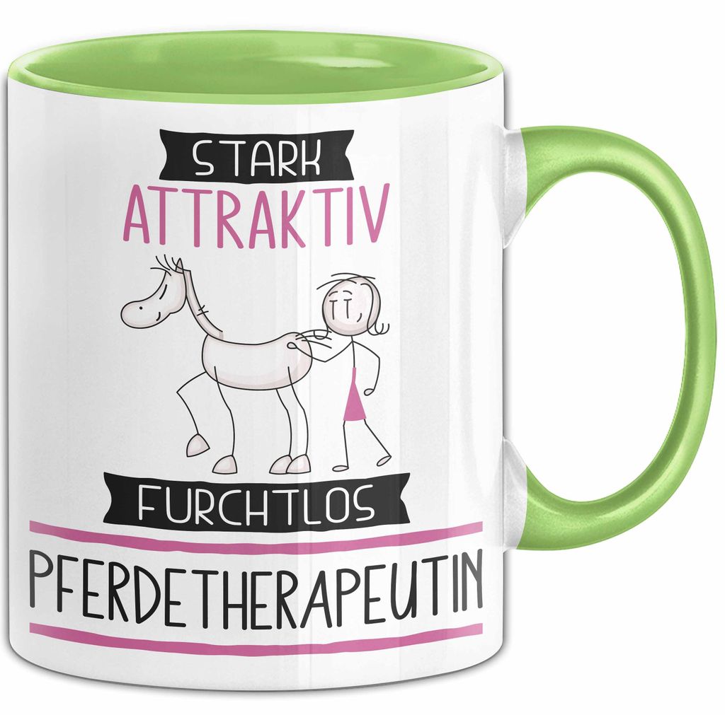 Pferdetherapeutin Tasse Geschenk Becher Stark Attraktiv Furchtlos Pferdetherapeutin Lustige Geschenkidee (Grün)