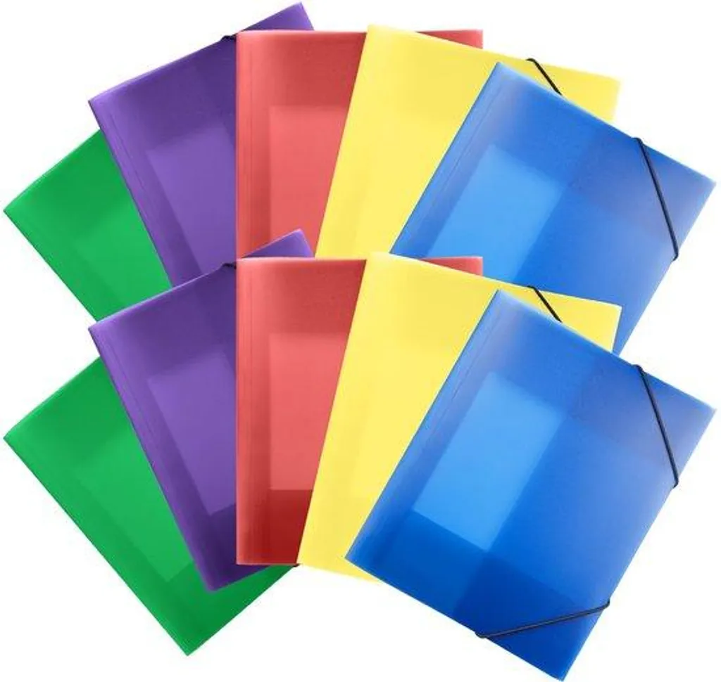 Lot de 10 Classeurs A4 Robustes avec Élastique - 5 Couleurs Assorties