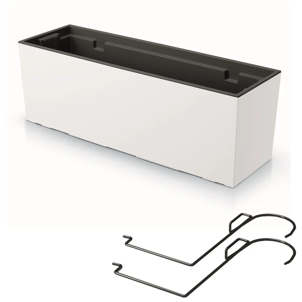 Jardinière avec support et insert 58 cm blanc - Pot de fleurs balcon Lisse