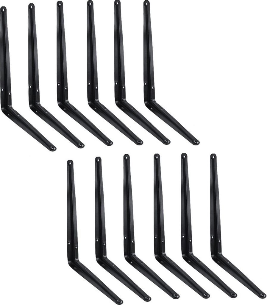 12er Set Regalwinkel schwarz | Regalträger aus Eisen Produktbild 