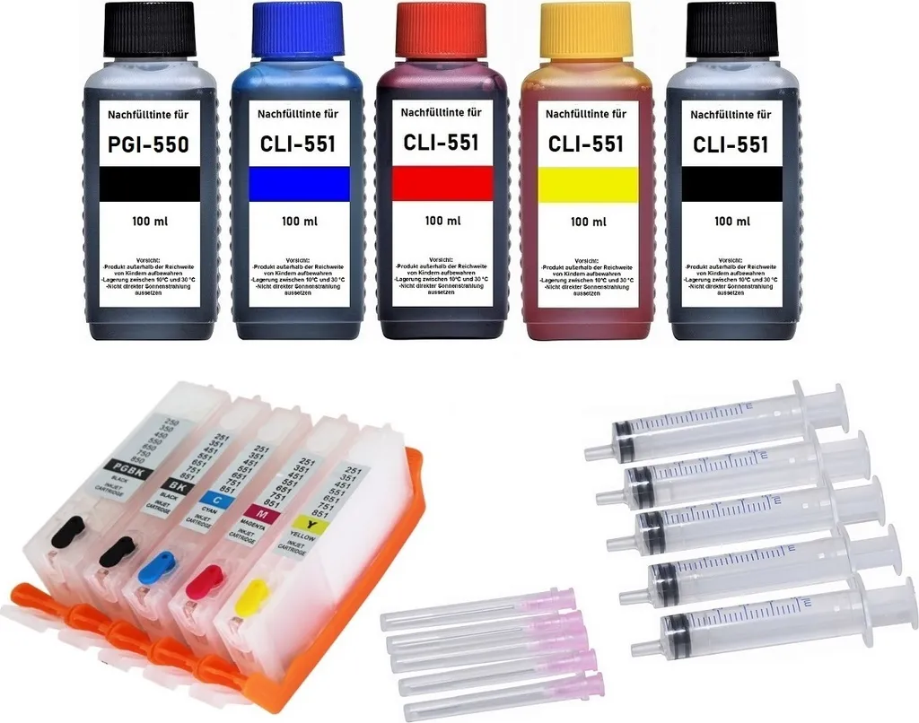 Cartouches d'encre rechargeables PGI-550 CLI-551 économiques