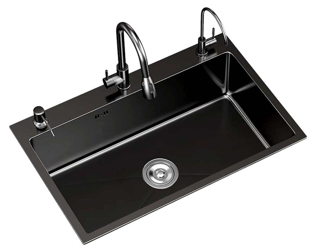 Edelstahlküchenspüle 304, Spüle für Küchenarbeitsplatz mit Wasserhahn, intelligente Spüle für Unterbau- und Topmount-Installation