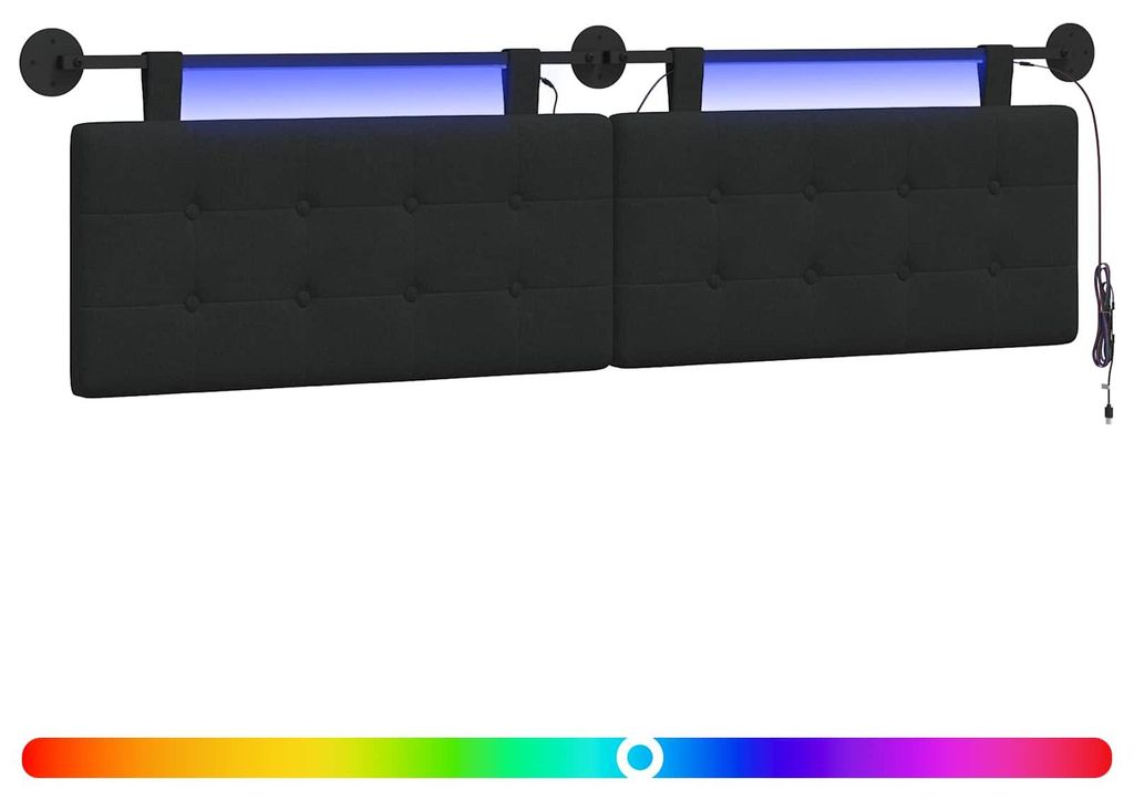 Hängendes Kopfteil Mit LED Licht Schwarz Stoff