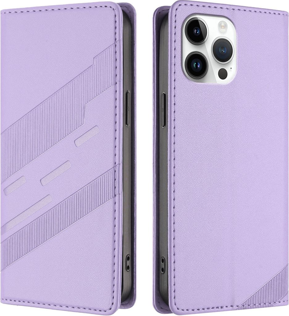 Hülle für iPhone 13 Pro Max, Kunstleder Brieftaschen Handyhülle mit Kartenfach und Standfunktion Violett