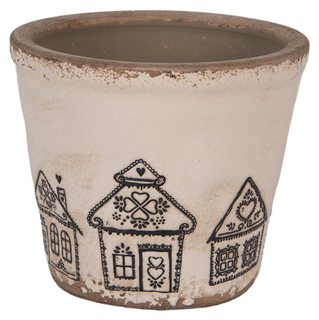 Clayre & Eef Blumentopf Ø 12x11 cm Beige Keramik Produktbild 