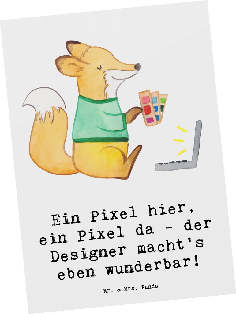 Mr. & Mrs. Panda Postkarte Designer Pixel Kunst - Weiß - Geschenk, Spruch, Fotokarte, Berufsdesigner, Berufspassion, Grußkarte, Ein hier, Berufsl...
