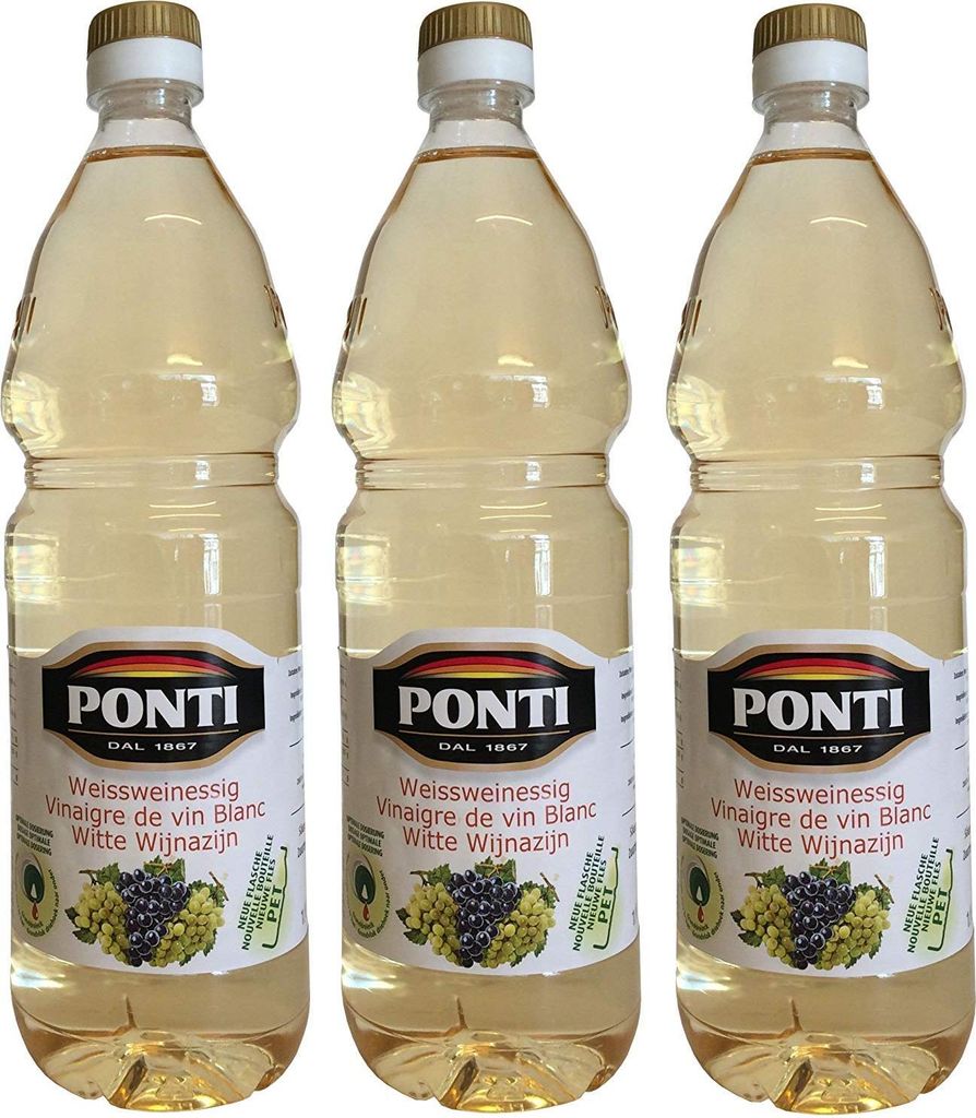 Weißweinessig PONTI (3 X 1000ml) in PET Flasche - Aceto di Vino Classico Bianco