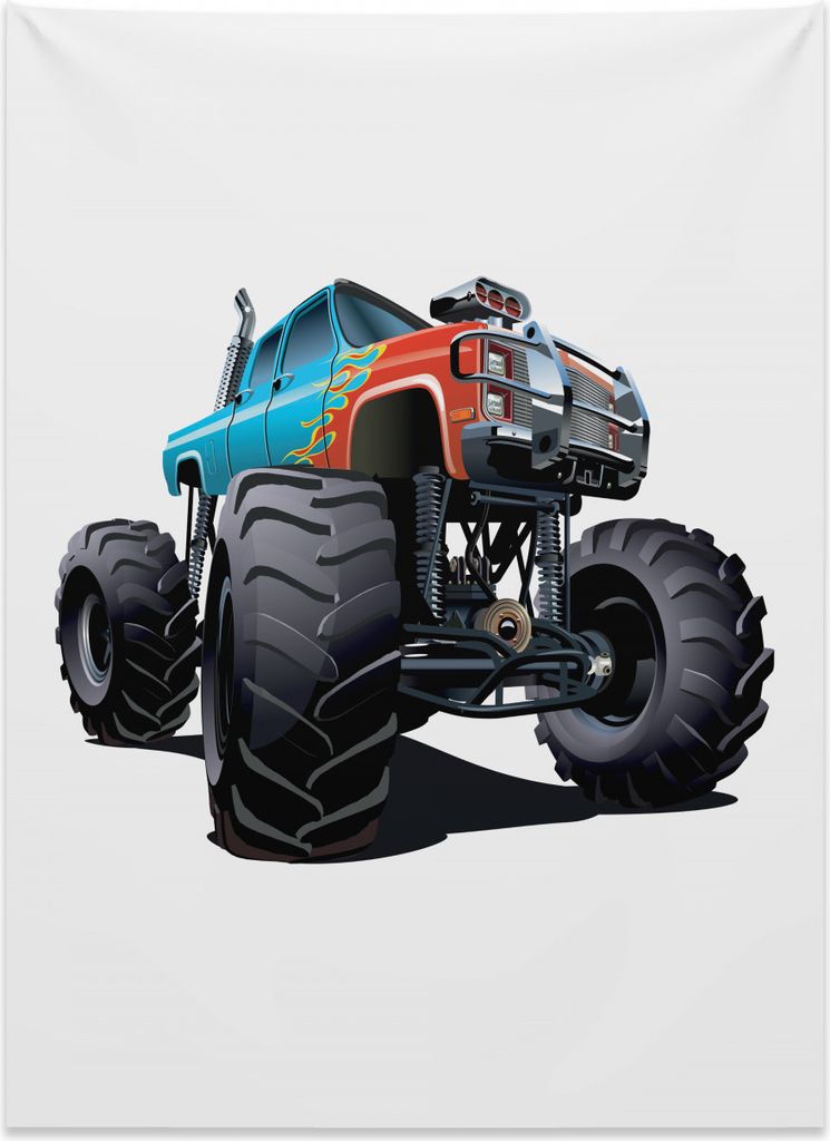 Abakuhaus Monster Truck Wandteppich, Offroad-Sport aus Weiches Mikrofaser Stoff Kein Verblassen Klare Farben Waschbar, 110 x 150 cm, Mehrfarbig