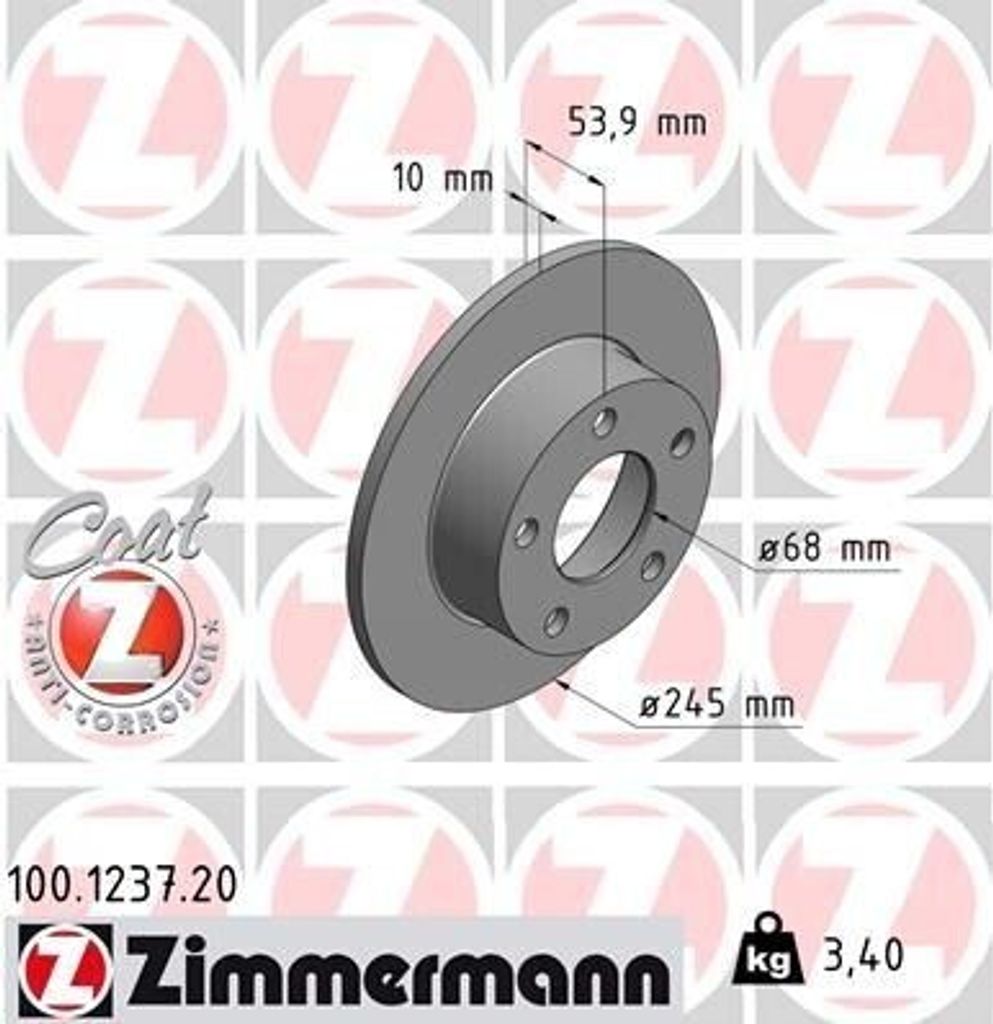 ZIMMERMANN 100.1237.20 - Bremsscheibe für A6 (4B)