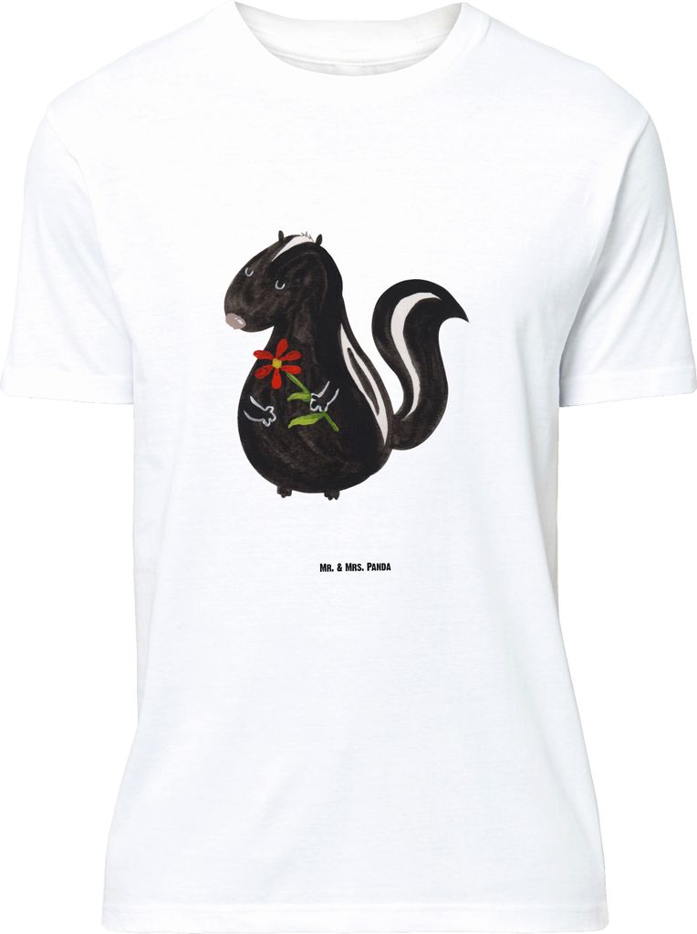 Mr. & Mrs. Panda Größe M T-Shirt Stinktier Blume - Weiß - Geschenk, Dreams, Wildtier, Skunk, Raubtier, Tshirt, Herren, mit Spruch, Shirt, Träume