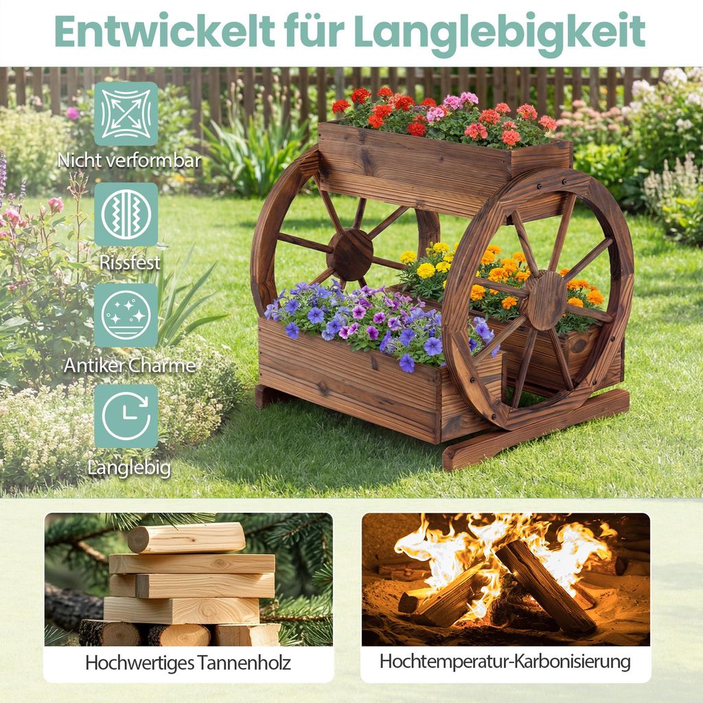 hoher blumenkasten holz Brauner Holz-Blumenkasten mit Seilgriff  rustikaler Pflanzkasten fr  Balkon & Garten / Dekorativer Holzkasten fr Kruter & Blumen / H online  kaufen