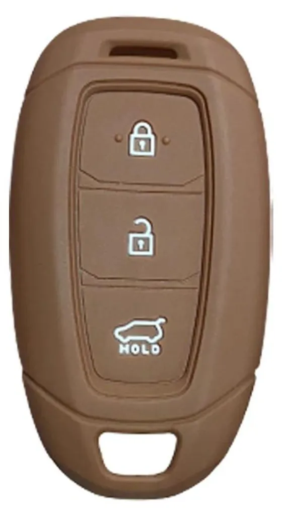 Porte-clés voiture en silicone marron compatible multi-modèles auto