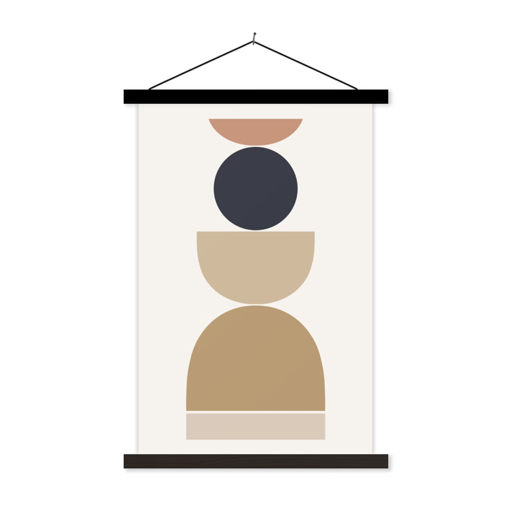 MuchoWow Textilposter Kreis - Geometrische Figuren - Abstrakt 60x90 cm mit schwarzem Rahmen - Poster Wohnzimmer