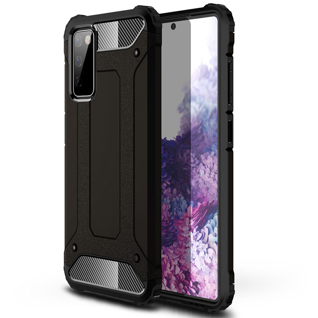 Techsuit Hybrid Armor Back Cover Hülle für Samsung Galaxy S20 FE - Schwarz