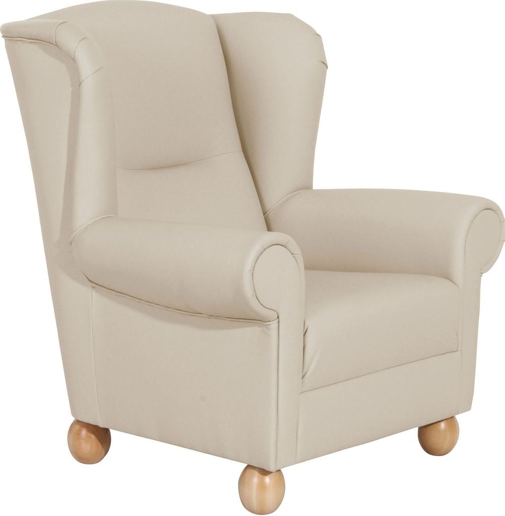 Ohrenbackensessel Kasha Bezug Kunstleder Buche natur / beige 22287