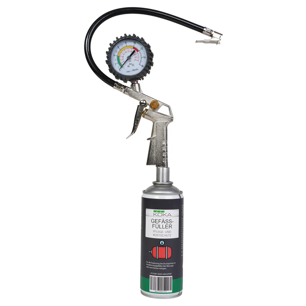 Adaptateur remplisseur de récipient avec manomètre et vanne d'arrêt S2