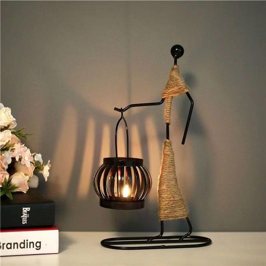 Nordischer Metall-Kerzenhalter Abstrakte Figurenskulptur Candlestick Decoration Handmade Statue Home Decor Art Christmas Gift 1 Stück (Picture 1)