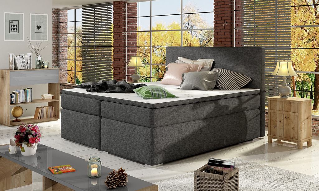 Boxspringbett Dante 160x200cm Continentalbett Bett Polsterbett mit Bettkasten Topper Möbel 23 (Sawana05)