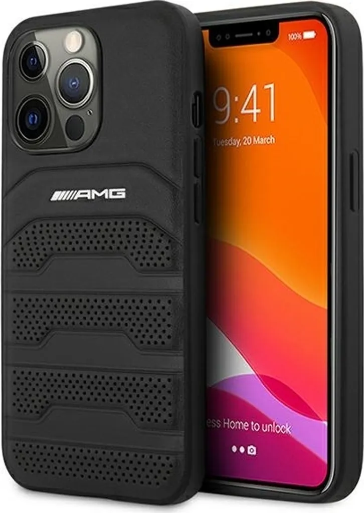 Custodia Luxury AMG per iPhone 13 Pro Max | Pelle Nera Mercedes-Benz