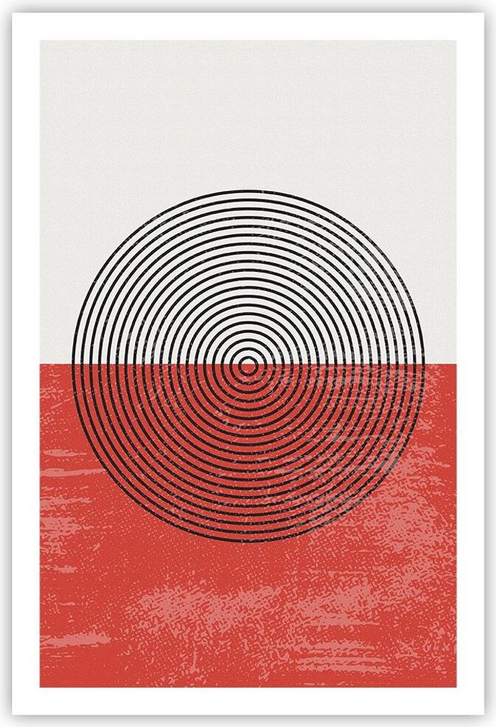 Poster - Poster ohne Rahmen - Abstraktion Weiß-Rot Kreise - 61x91,5 cm - Wand Bild - Wanddeko - Wandbilder - Kunstposter - Wandposter - Bilder - K...