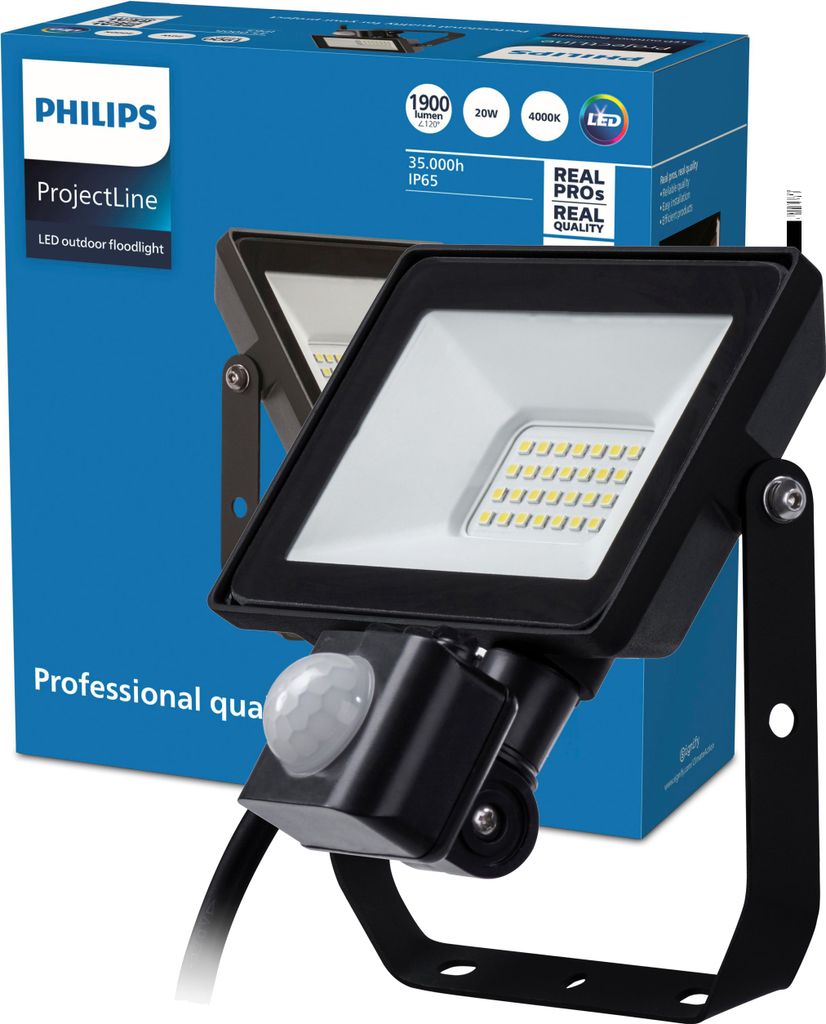 Philips Scheinwerfer, Schwarz, IP65, Metall, 20 W, LED, 4000 K